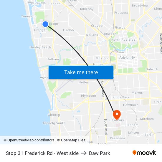 Stop 31 Frederick Rd - West side to Daw Park map