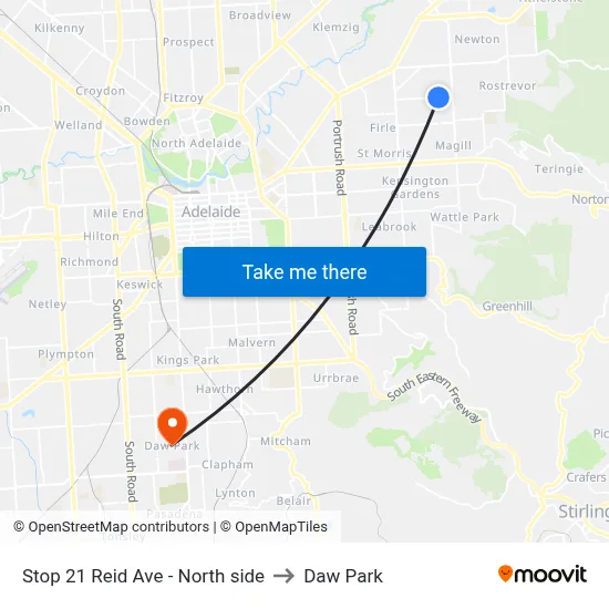 Stop 21 Reid Ave - North side to Daw Park map