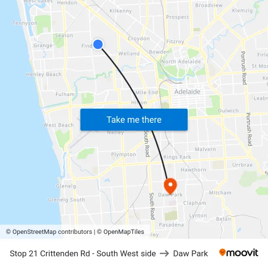 Stop 21 Crittenden Rd - South West side to Daw Park map