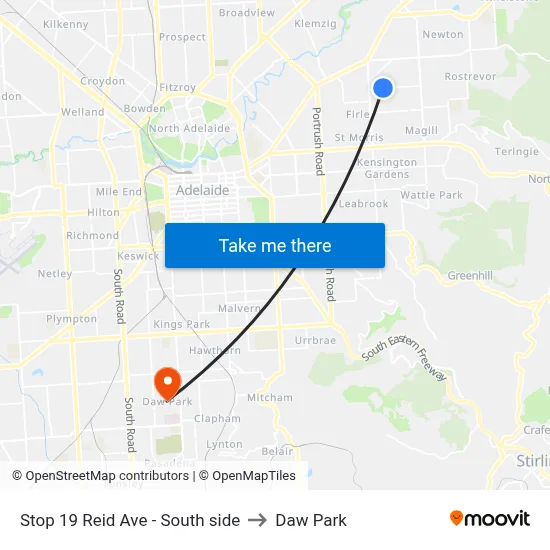 Stop 19 Reid Ave - South side to Daw Park map