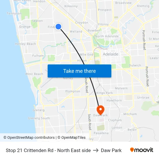 Stop 21 Crittenden Rd - North East side to Daw Park map