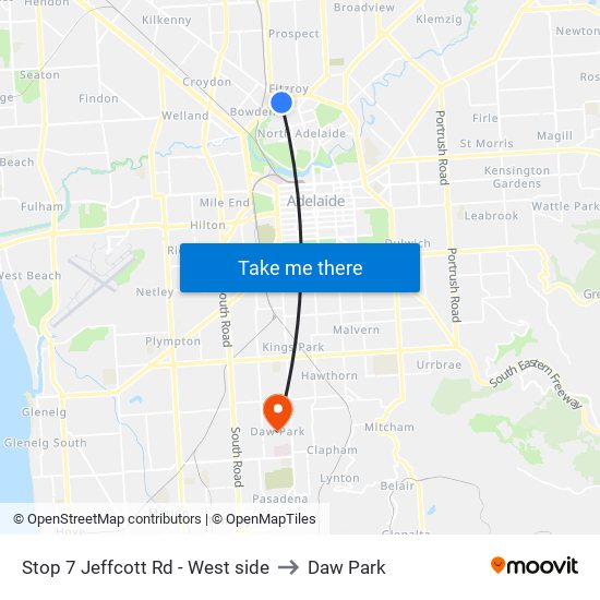 Stop 7 Jeffcott Rd - West side to Daw Park map