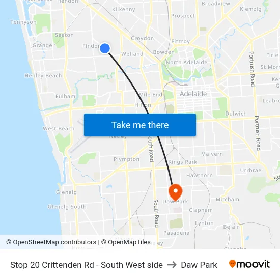 Stop 20 Crittenden Rd - South West side to Daw Park map
