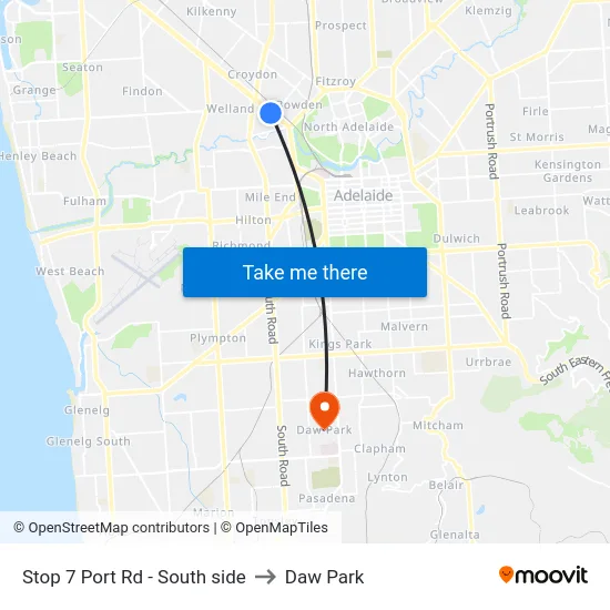 Stop 7 Port Rd - South side to Daw Park map