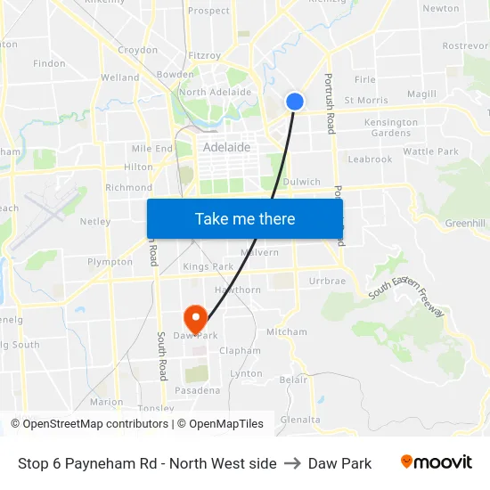 Stop 6 Payneham Rd - North West side to Daw Park map