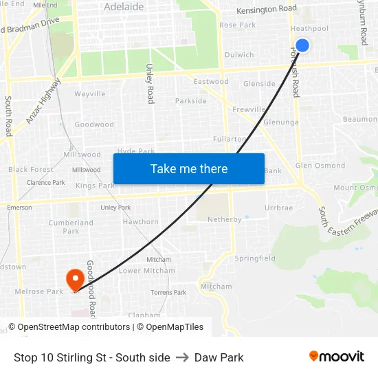 Stop 10 Stirling St - South side to Daw Park map