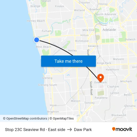Stop 23C Seaview Rd - East side to Daw Park map