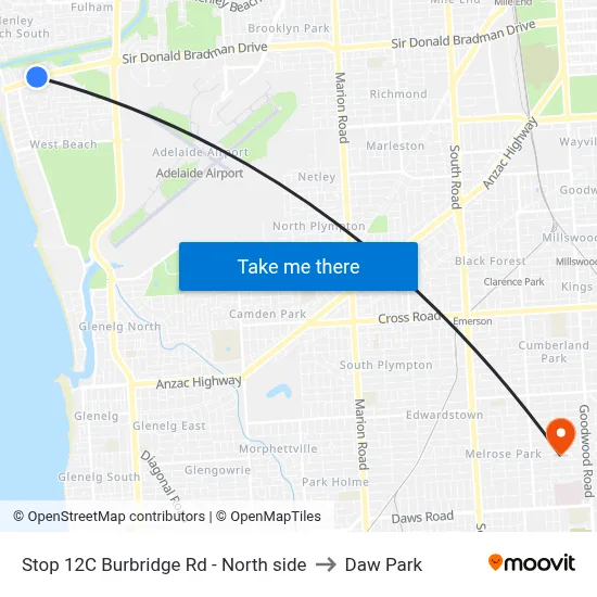 Stop 12C Burbridge Rd - North side to Daw Park map
