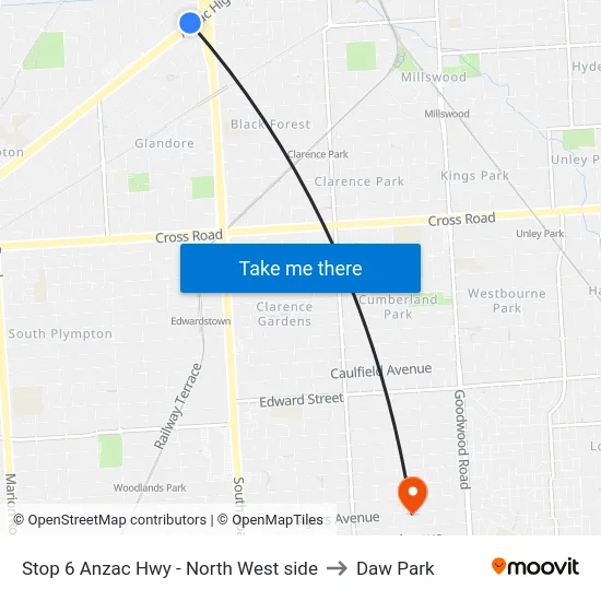 Stop 6 Anzac Hwy - North West side to Daw Park map