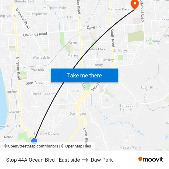 Stop 44A Ocean Blvd - East side to Daw Park map