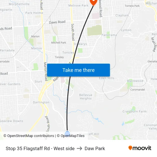 Stop 35 Flagstaff Rd - West side to Daw Park map