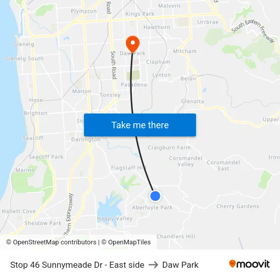 Stop 46 Sunnymeade Dr - East side to Daw Park map