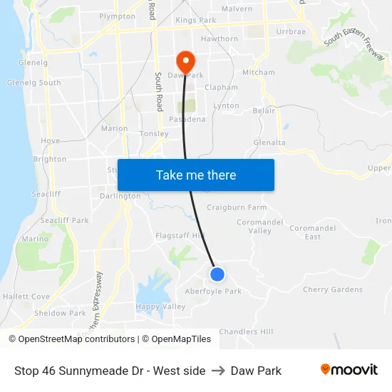 Stop 46 Sunnymeade Dr - West side to Daw Park map