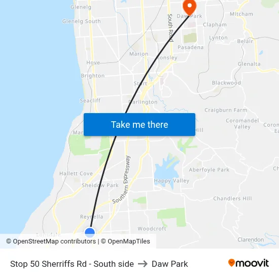 Stop 50 Sherriffs Rd - South side to Daw Park map