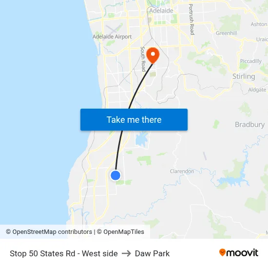 Stop 50 States Rd - West side to Daw Park map