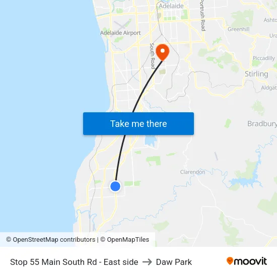 Stop 55 Main South Rd - East side to Daw Park map