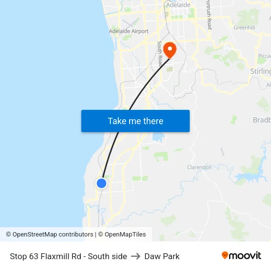 Stop 63 Flaxmill Rd - South side to Daw Park map