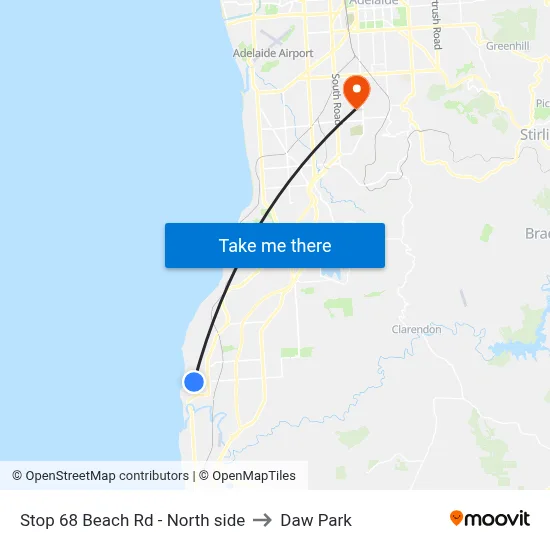 Stop 68 Beach Rd - North side to Daw Park map