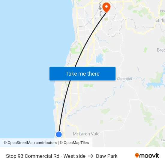 Stop 93 Commercial Rd - West side to Daw Park map