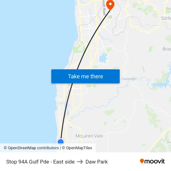 Stop 94A Gulf Pde - East side to Daw Park map