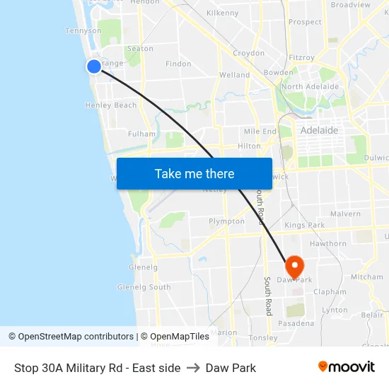 Stop 30A Military Rd - East side to Daw Park map