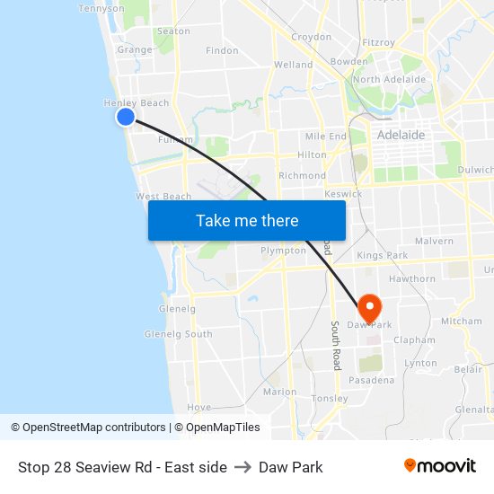 Stop 28 Seaview Rd - East side to Daw Park map