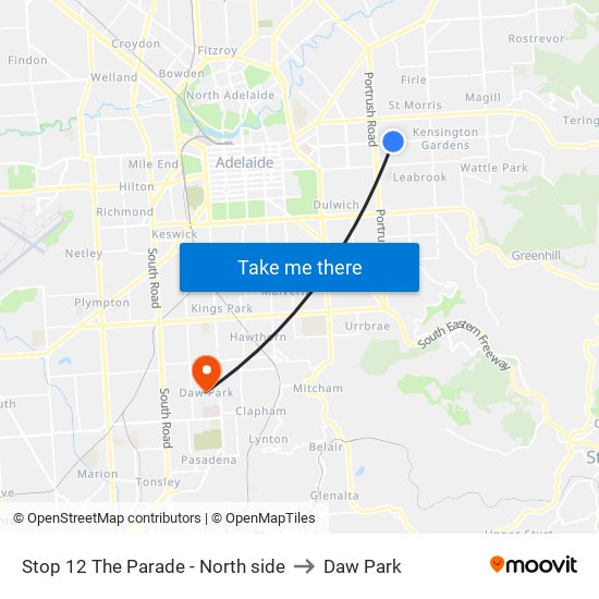 Stop 12 The Parade - North side to Daw Park map