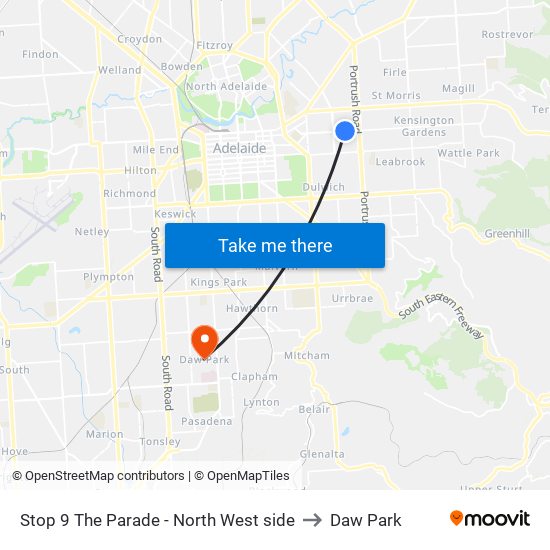 Stop 9 The Parade - North West side to Daw Park map