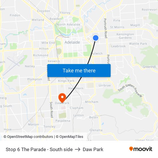 Stop 6 The Parade - South side to Daw Park map