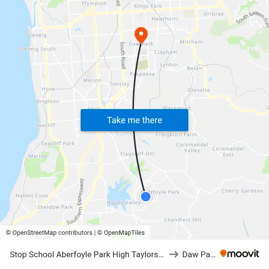Stop School Aberfoyle Park High Taylors Rd to Daw Park map
