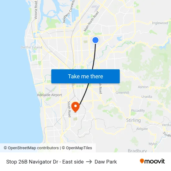 Stop 26B Navigator Dr - East side to Daw Park map