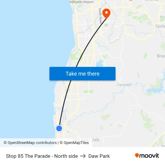 Stop 85 The Parade - North side to Daw Park map