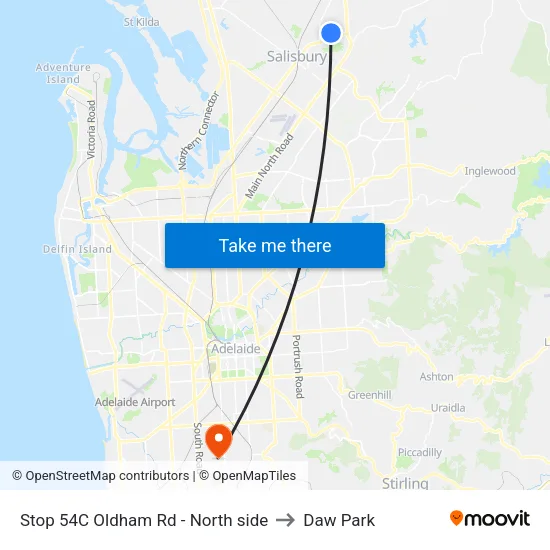 Stop 54C Oldham Rd - North side to Daw Park map
