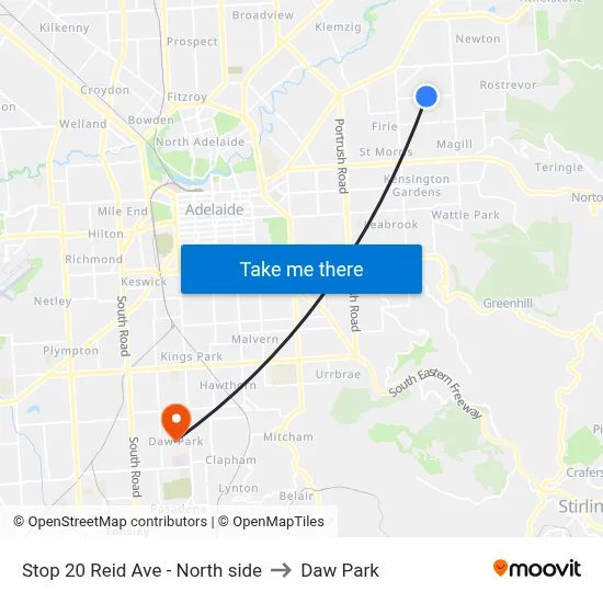 Stop 20 Reid Ave - North side to Daw Park map