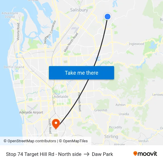Stop 74 Target Hill Rd - North side to Daw Park map