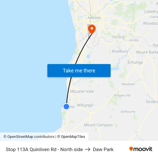 Stop 113A Quinliven Rd - North side to Daw Park map