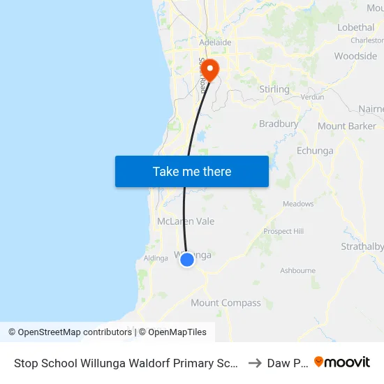 Stop School Willunga Waldorf Primary School Jay Dr to Daw Park map