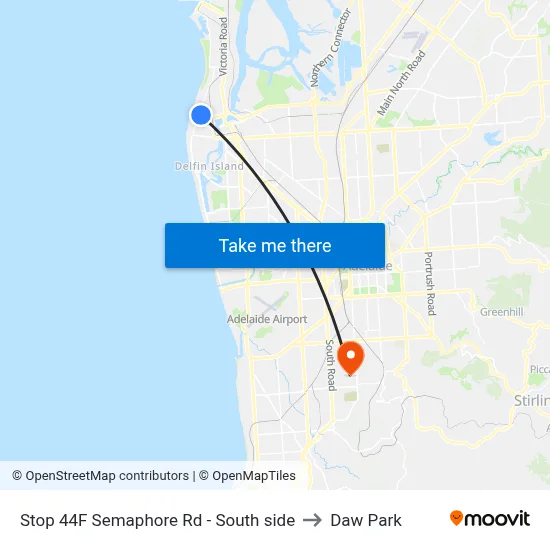 Stop 44F Semaphore Rd - South side to Daw Park map