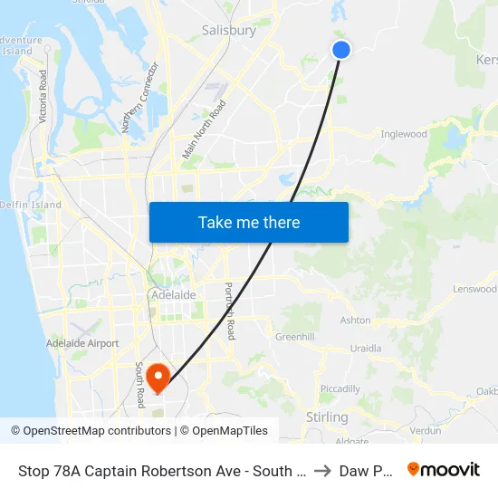 Stop 78A Captain Robertson Ave - South side to Daw Park map