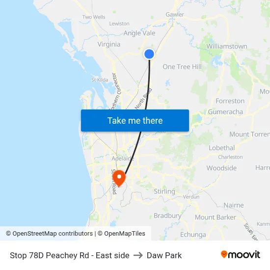 Stop 78D Peachey Rd - East side to Daw Park map