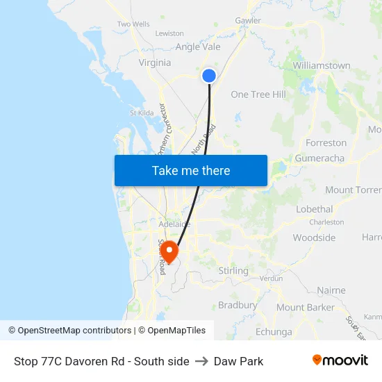 Stop 77C Davoren Rd - South side to Daw Park map