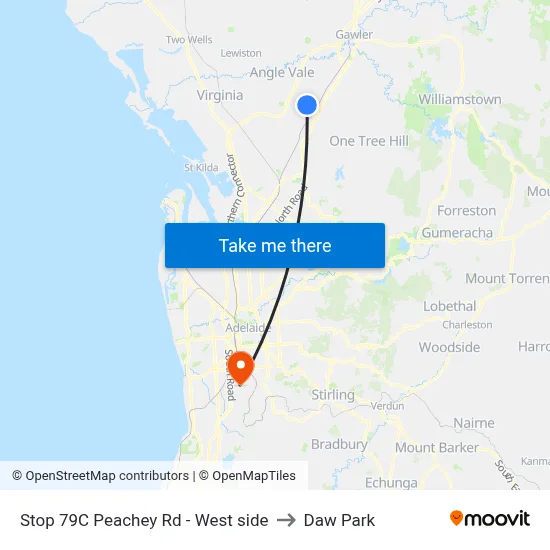 Stop 79C Peachey Rd - West side to Daw Park map