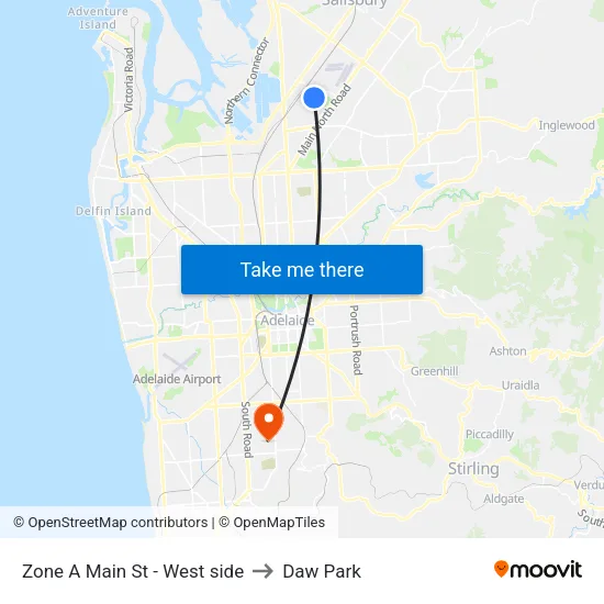 Zone A Main St - West side to Daw Park map