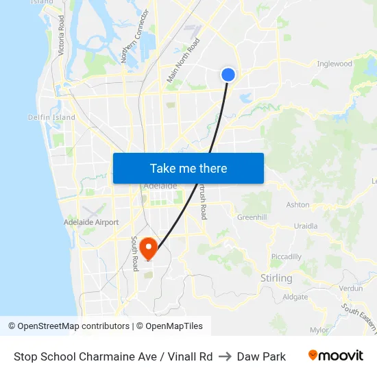 Stop School Charmaine Ave / Vinall Rd to Daw Park map