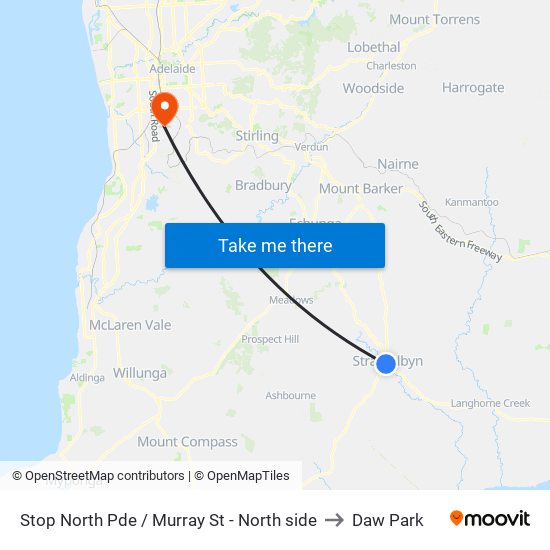 Stop North Pde / Murray St - North side to Daw Park map