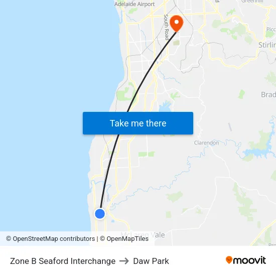 Zone B Seaford Interchange to Daw Park map