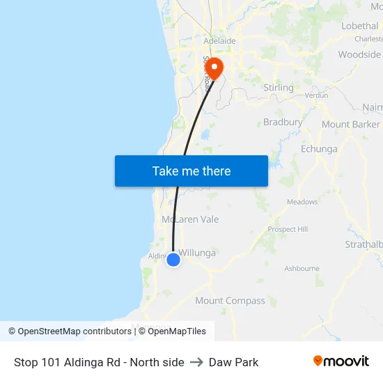 Stop 101 Aldinga Rd - North side to Daw Park map