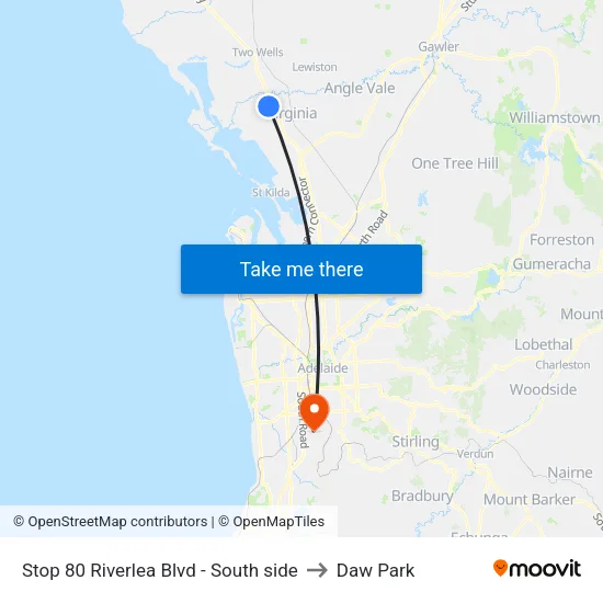 Stop 80 Riverlea Blvd - South side to Daw Park map