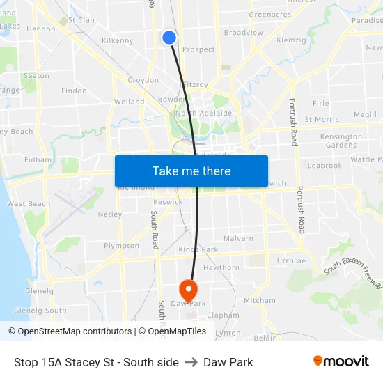 Stop 15A Stacey St - South side to Daw Park map