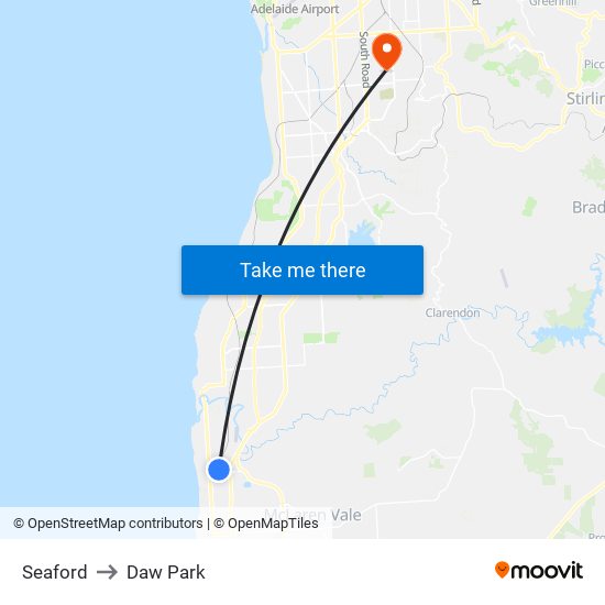 Seaford to Daw Park map